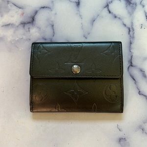 Louis Vuitton Vernis Matte Leather Slate compact wallet coin purse